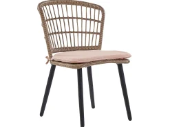 Beliani Set da pranzo da giardino 6 posti ALIANO con cuscini Rattan sintetico (PE) Rosa pastello Beige Naturale Nero Rosa
