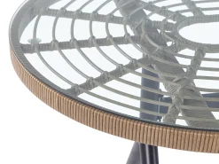 Beliani Set da pranzo da giardino 6 posti ALIANO con cuscini Rattan sintetico (PE) Rosa pastello Beige Naturale Nero Rosa