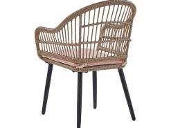 Beliani Set da pranzo da giardino 6 posti ALIANO con cuscini Rattan sintetico (PE) Rosa pastello Beige Naturale Nero Rosa
