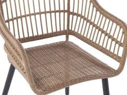 Beliani Set da pranzo da giardino 6 posti ALIANO con cuscini Rattan sintetico (PE) Rosa pastello Beige Naturale Nero Rosa