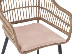 Beliani Set da pranzo da giardino 6 posti ALIANO con cuscini Rattan sintetico (PE) Rosa pastello Beige Naturale Nero Rosa