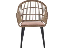 Beliani Set da pranzo da giardino 6 posti ALIANO con cuscini Rattan sintetico (PE) Rosa pastello Beige Naturale Nero Rosa