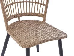Beliani Set da pranzo da giardino 6 posti ALIANO con cuscini Rattan sintetico (PE) Rosa pastello Beige Naturale Nero Rosa