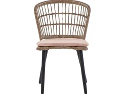 Beliani Set da pranzo da giardino 6 posti ALIANO con cuscini Rattan sintetico (PE) Rosa pastello Beige Naturale Nero Rosa