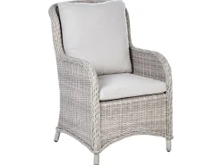 New Beliani Set da pranzo da giardino 6 posti CASCAIS con cuscini Rattan sintetico (PE) Beige Beige Grigio