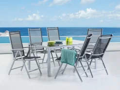 Outlet Beliani Set da pranzo da giardino 6 posti CATANIA Nero Argento Nero