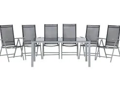 Outlet Beliani Set da pranzo da giardino 6 posti CATANIA Nero Argento Nero