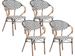 Discount Beliani Set da pranzo da giardino 4 posti CASPRI Rattan sintetico (PE) Nero/Bianco Bianco Marrone Nero