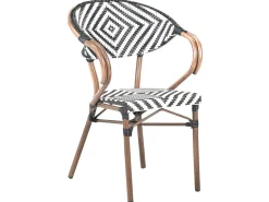 Discount Beliani Set da pranzo da giardino 4 posti CASPRI Rattan sintetico (PE) Nero/Bianco Bianco Marrone Nero