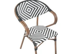 Discount Beliani Set da pranzo da giardino 4 posti CASPRI Rattan sintetico (PE) Nero/Bianco Bianco Marrone Nero