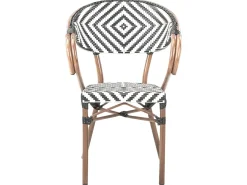 Discount Beliani Set da pranzo da giardino 4 posti CASPRI Rattan sintetico (PE) Nero/Bianco Bianco Marrone Nero