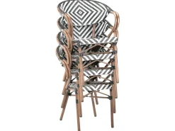 Discount Beliani Set da pranzo da giardino 4 posti CASPRI Rattan sintetico (PE) Nero/Bianco Bianco Marrone Nero