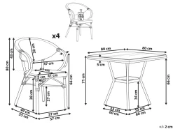 Discount Beliani Set da pranzo da giardino 4 posti CASPRI Rattan sintetico (PE) Nero/Bianco Bianco Marrone Nero