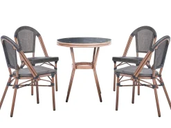 Discount Beliani Set da pranzo da giardino 4 posti RIFREDDO Rattan sintetico (PE) Grigio Marrone Grigio