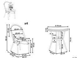 Discount Beliani Set da pranzo da giardino 4 posti RIFREDDO Rattan sintetico (PE) Grigio Marrone Grigio