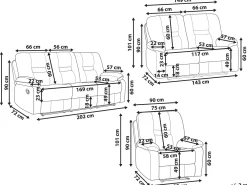 Set da salotto con poltrona reclinabile manuale 6 posti BERGEN Pelle sintetica Marrone