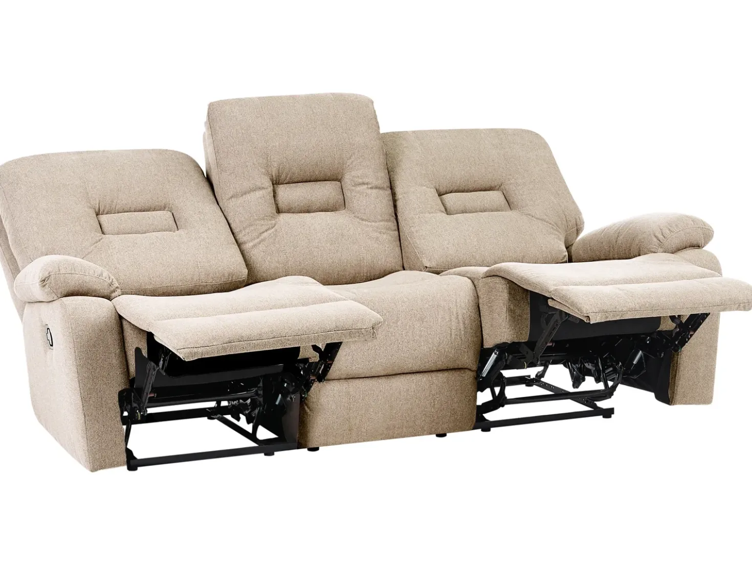 Set da salotto con poltrona reclinabile manuale 6 posti BERGEN Tessuto Beige