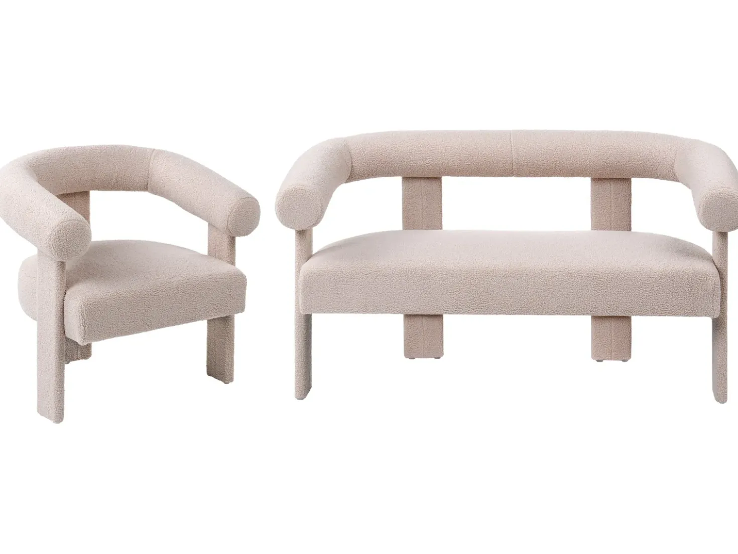 Set da salotto ILBRO Bouclé Beige chiaro