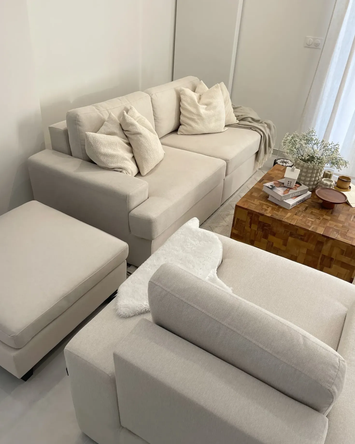 Set da salotto 5 posti ALLA Tessuto Beige chiaro