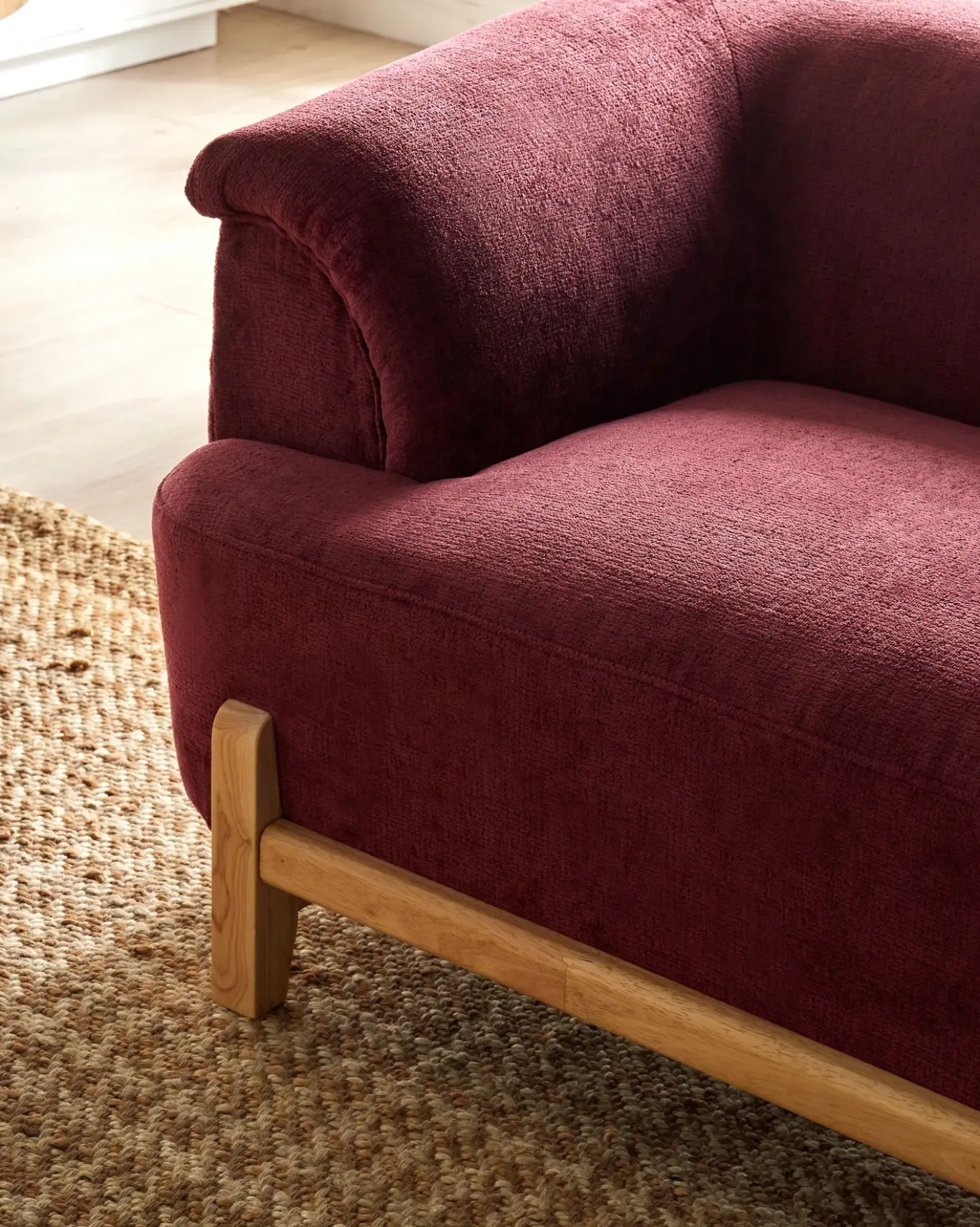 Set da salotto 5 posti ALNOR Ciniglia Bordeaux
