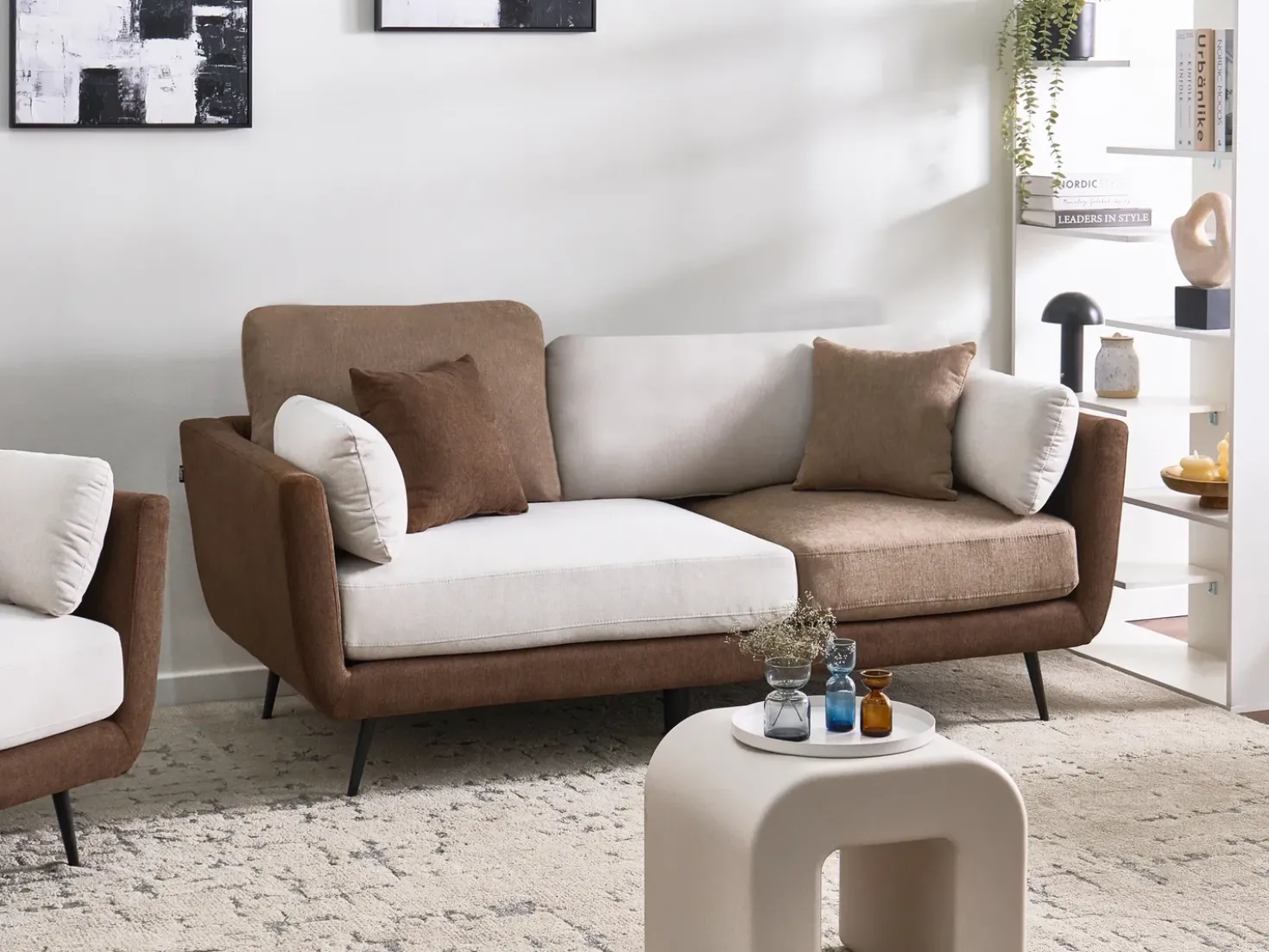 Set da salotto 4 posti BOLGA Tessuto Marrone
