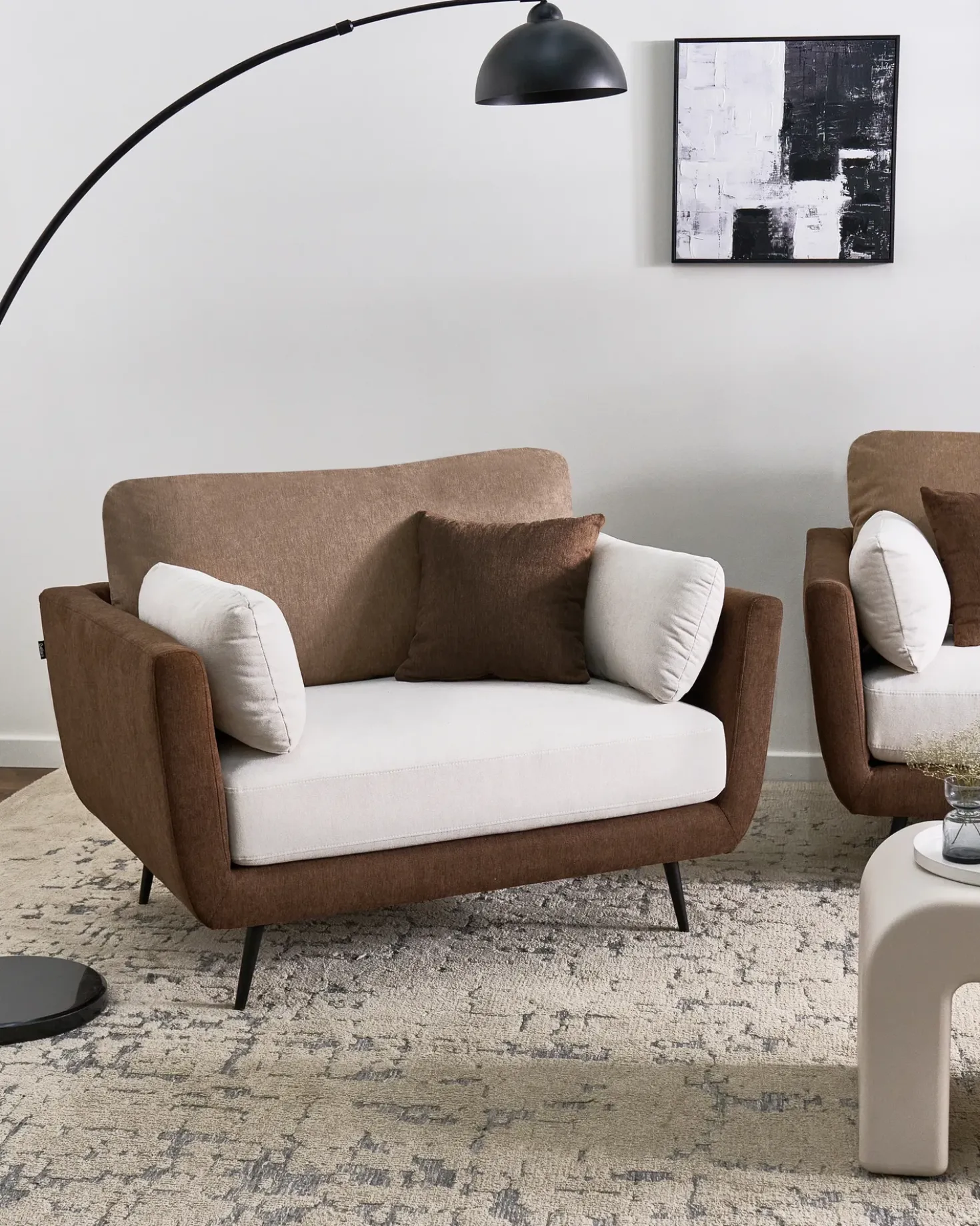 Set da salotto 4 posti BOLGA Tessuto Marrone