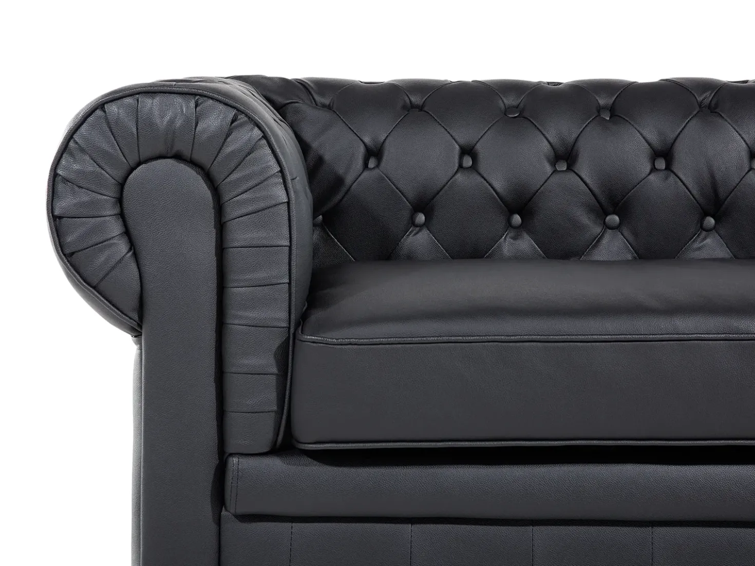 Set da salotto 4 posti CHESTERFIELD Pelle naturale Nero