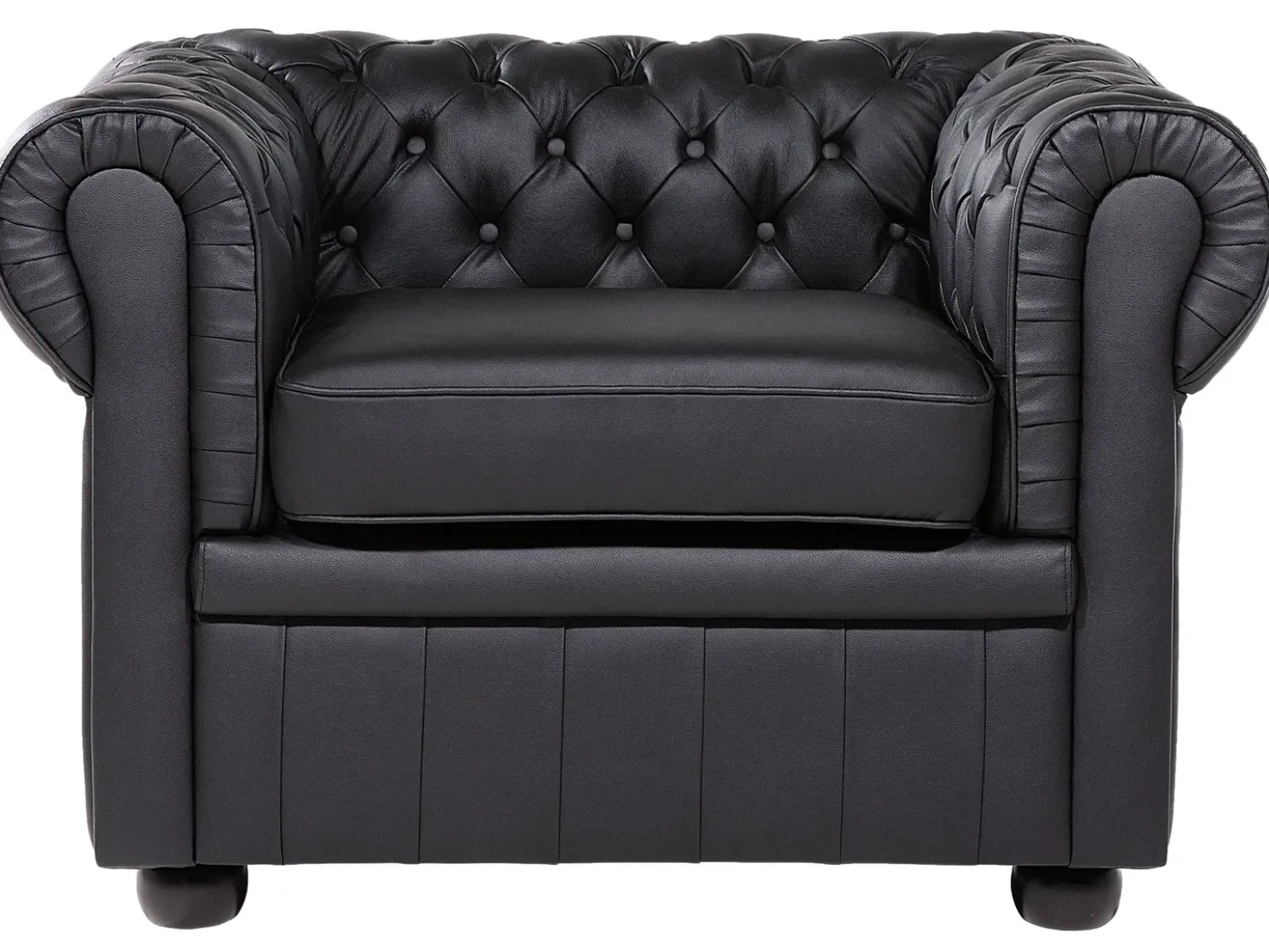 Set da salotto 4 posti CHESTERFIELD Pelle naturale Nero