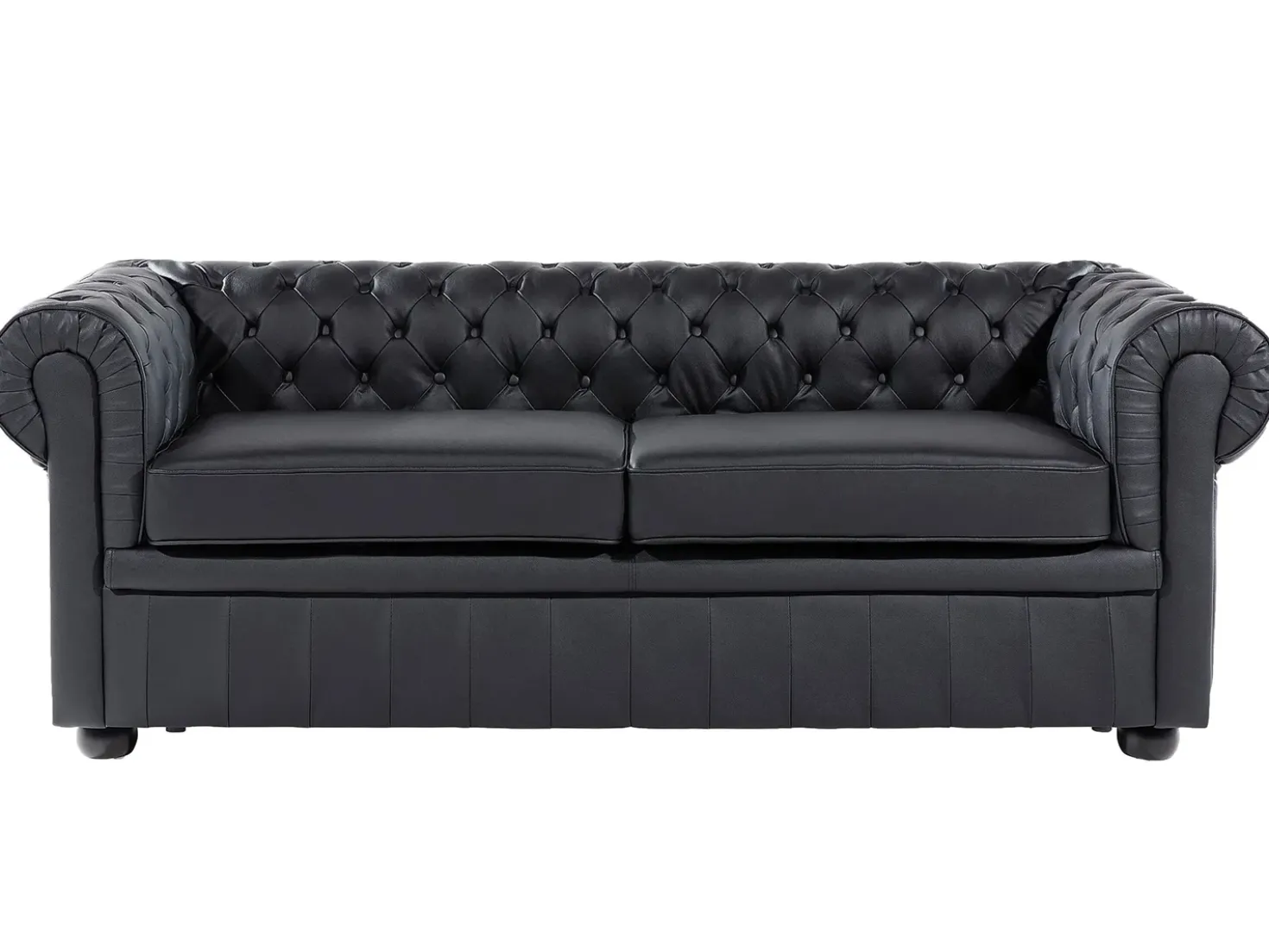 Set da salotto 4 posti CHESTERFIELD Pelle naturale Nero