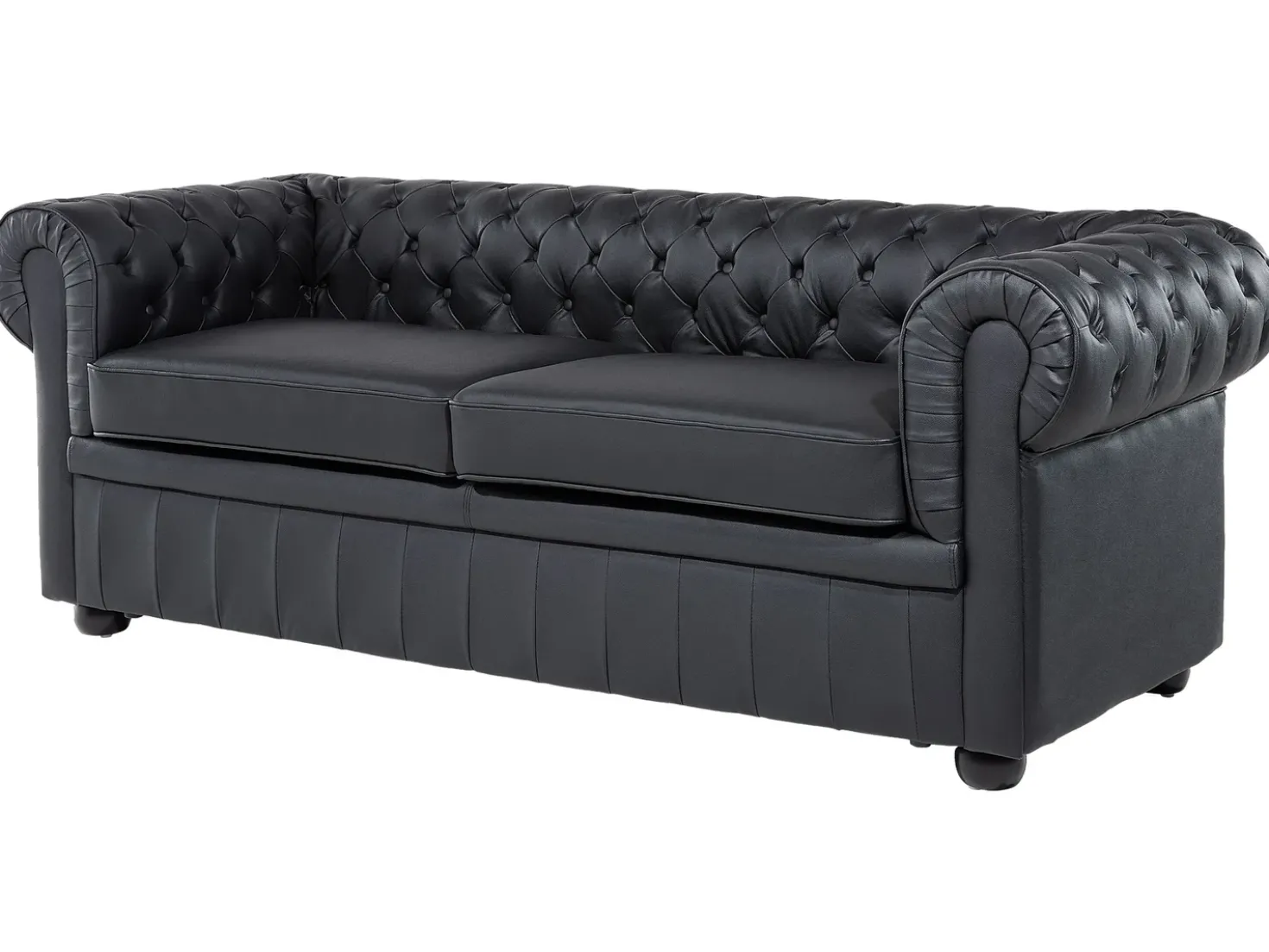 Set da salotto 4 posti CHESTERFIELD Pelle naturale Nero
