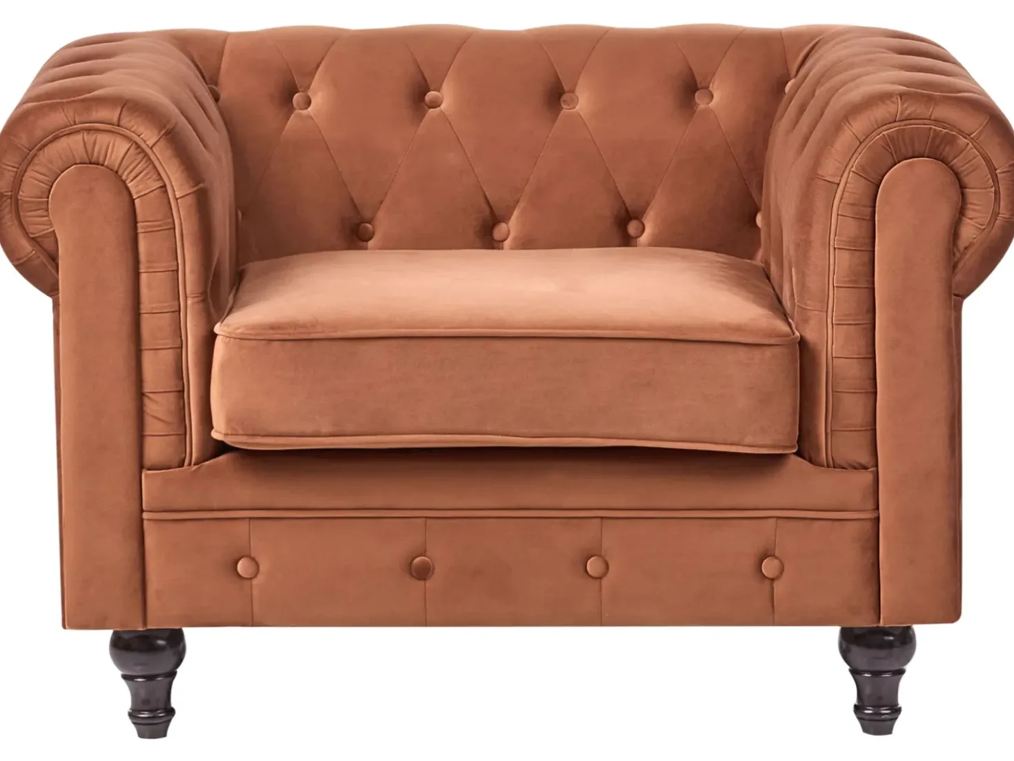 Set da salotto 4 posti CHESTERFIELD Velluto Marrone dorato