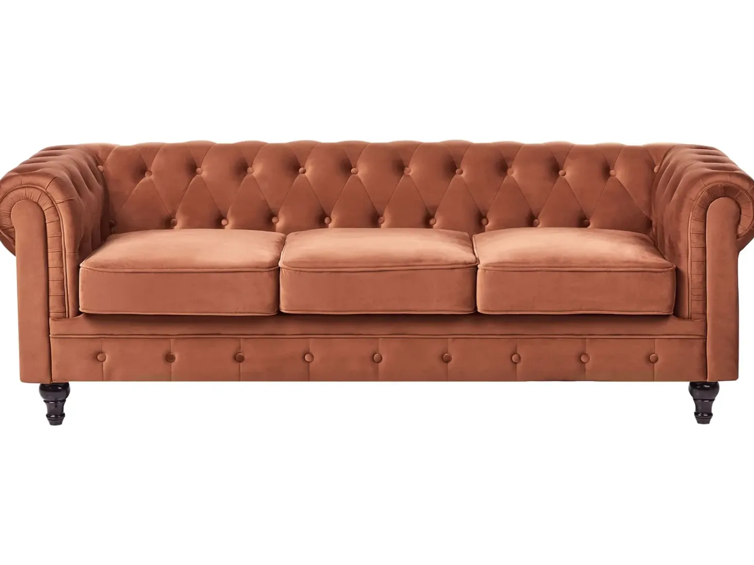 Set da salotto 4 posti CHESTERFIELD Velluto Marrone dorato