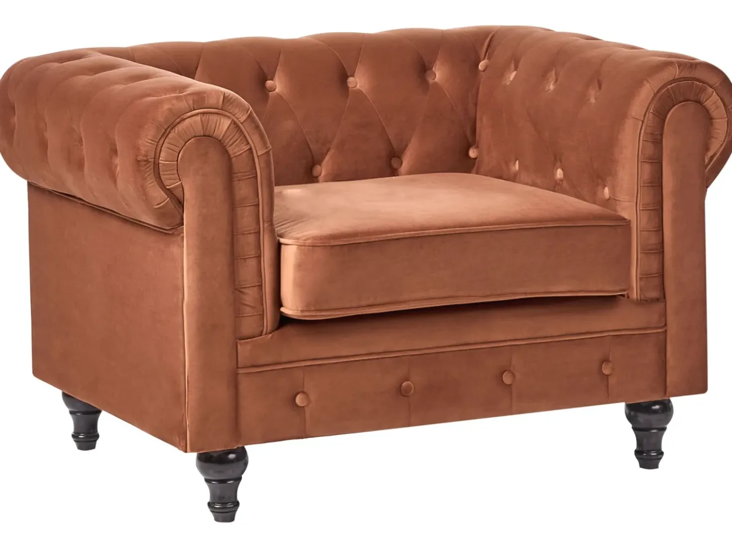 Set da salotto 4 posti CHESTERFIELD Velluto Marrone dorato