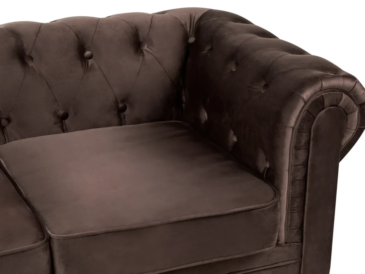 Set da salotto 4 posti CHESTERFIELD Velluto Marrone scuro