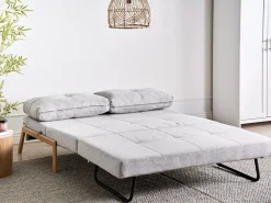 Set da salotto 3 posti EDLAND Tessuto Grigio chiaro con Pouf