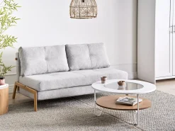 Set da salotto 3 posti EDLAND Tessuto Grigio chiaro con Pouf