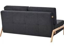 Set da salotto 3 posti EDLAND Tessuto Nero con Pouf