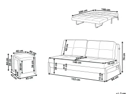Set da salotto 3 posti EDLAND Tessuto Nero con Pouf