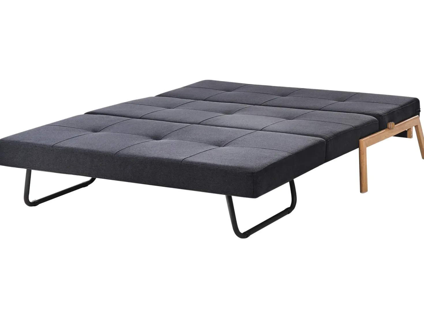 Set da salotto 3 posti EDLAND Tessuto Nero con Pouf