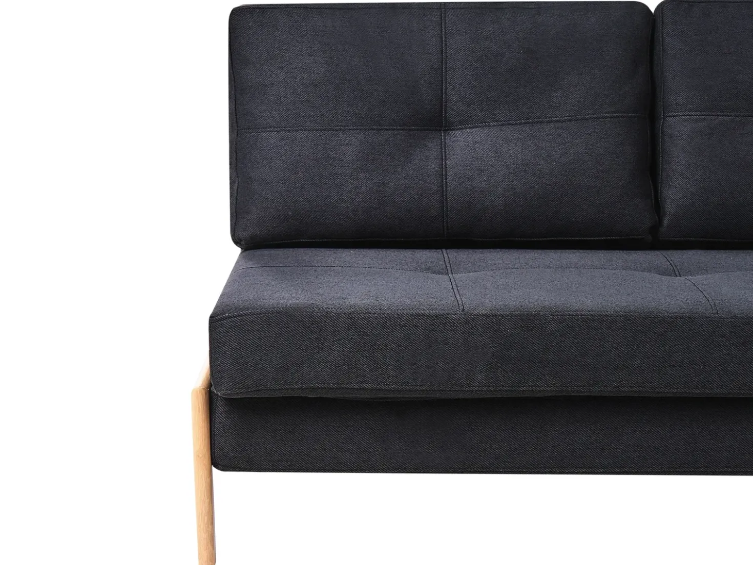 Set da salotto 3 posti EDLAND Tessuto Nero con Pouf