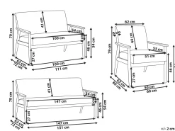 Set da salotto 6 posti ESRUM Tessuto Marrone chiaro/Grigio