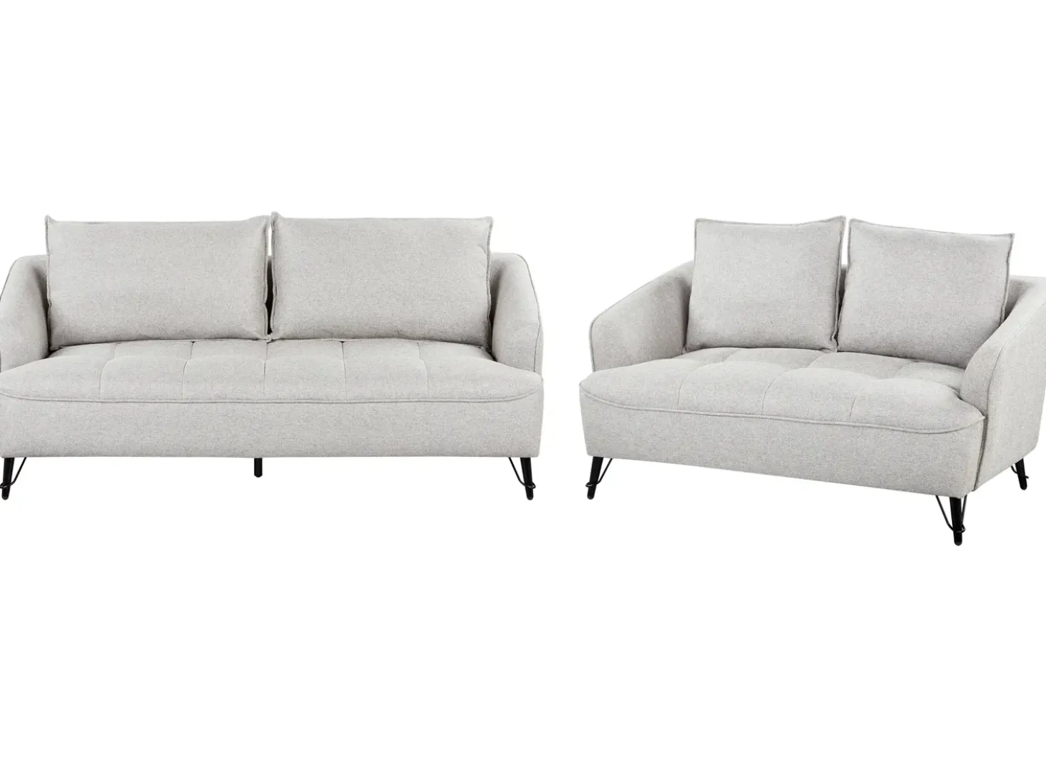 Set da salotto 5 posti HOBRO Tessuto Grigio chiaro