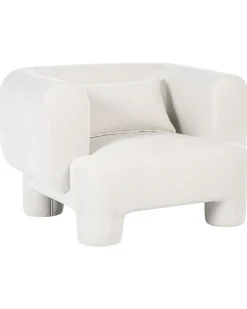 Set da salotto 6 posti HOGBO Tessuto Bianco con ottomana