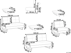 Set da salotto 6 posti JERSLEV Tessuto Grigio