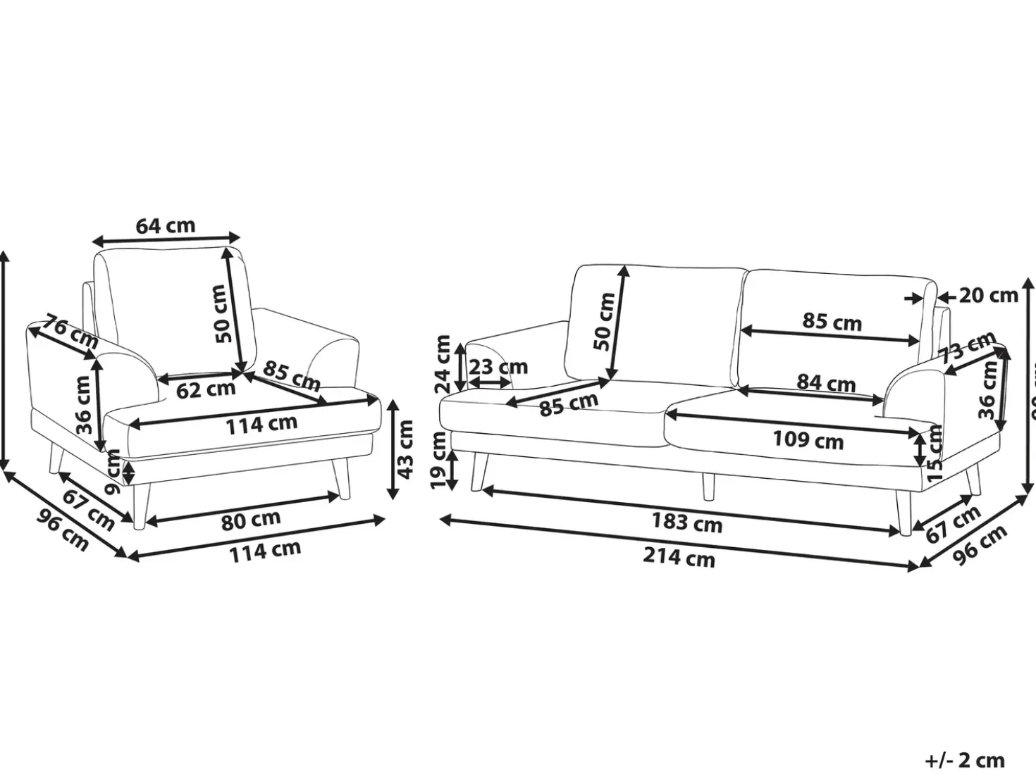 Set da salotto 4 posti KILDAL Tessuto Marrone