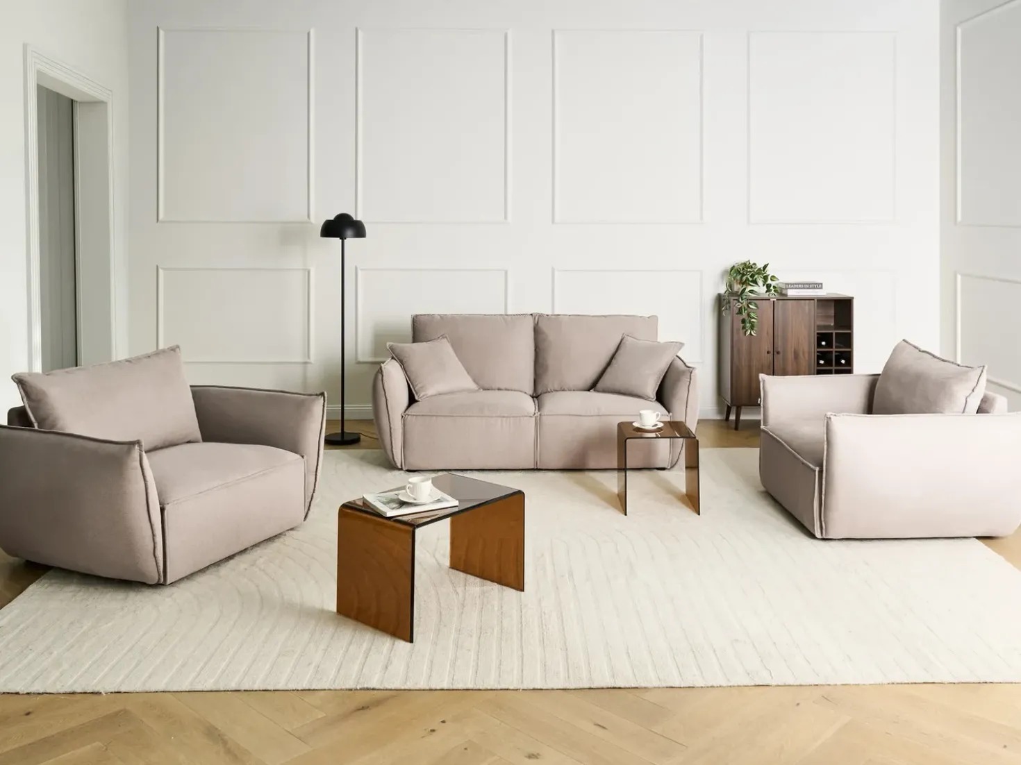 Set da salotto 5 posti KUNES Tessuto Tortora