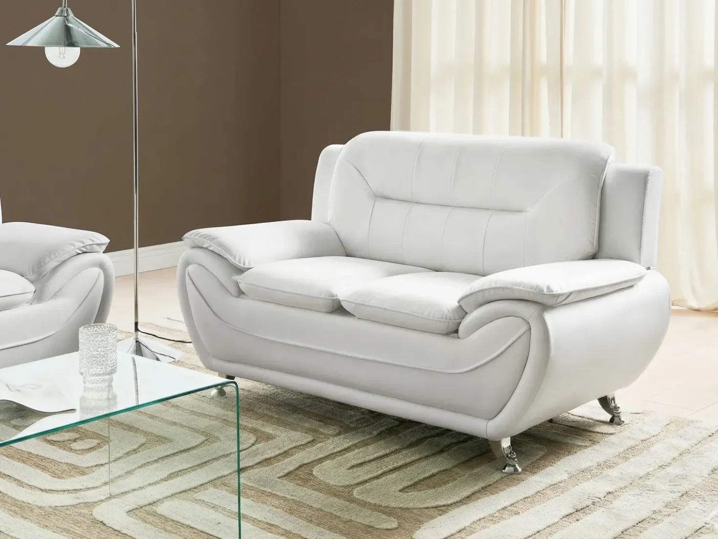 Set da salotto 6 posti LEIRA Pelle sintetica Bianco