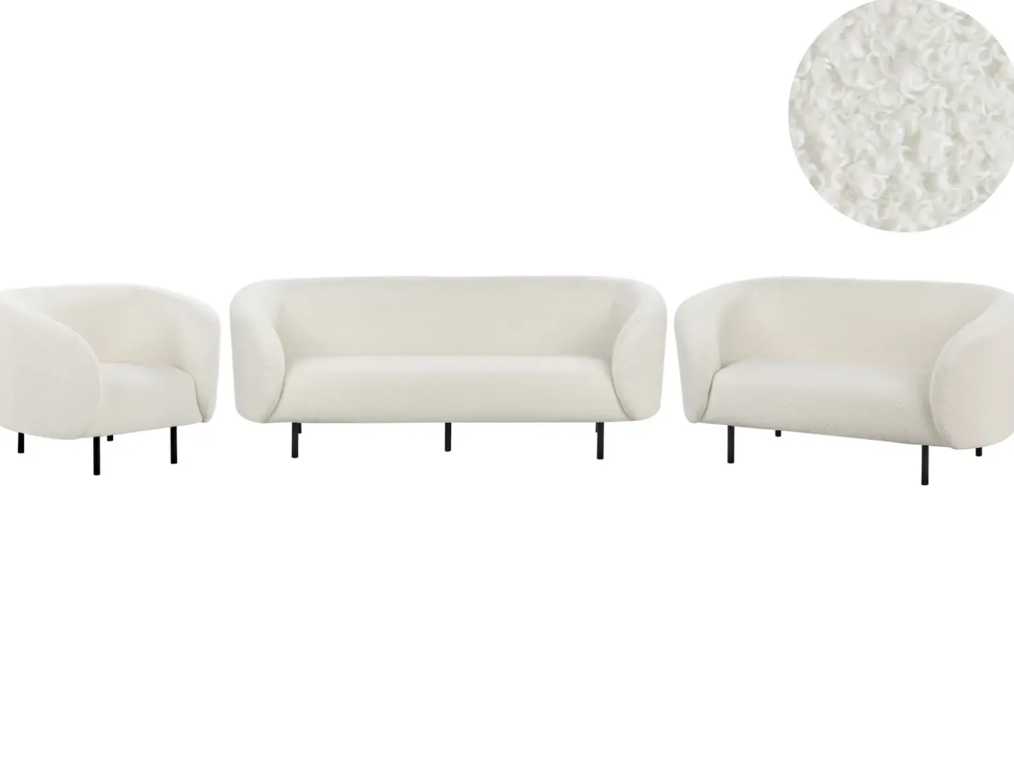 Set da salotto 6 posti LOEN Bouclé Bianco