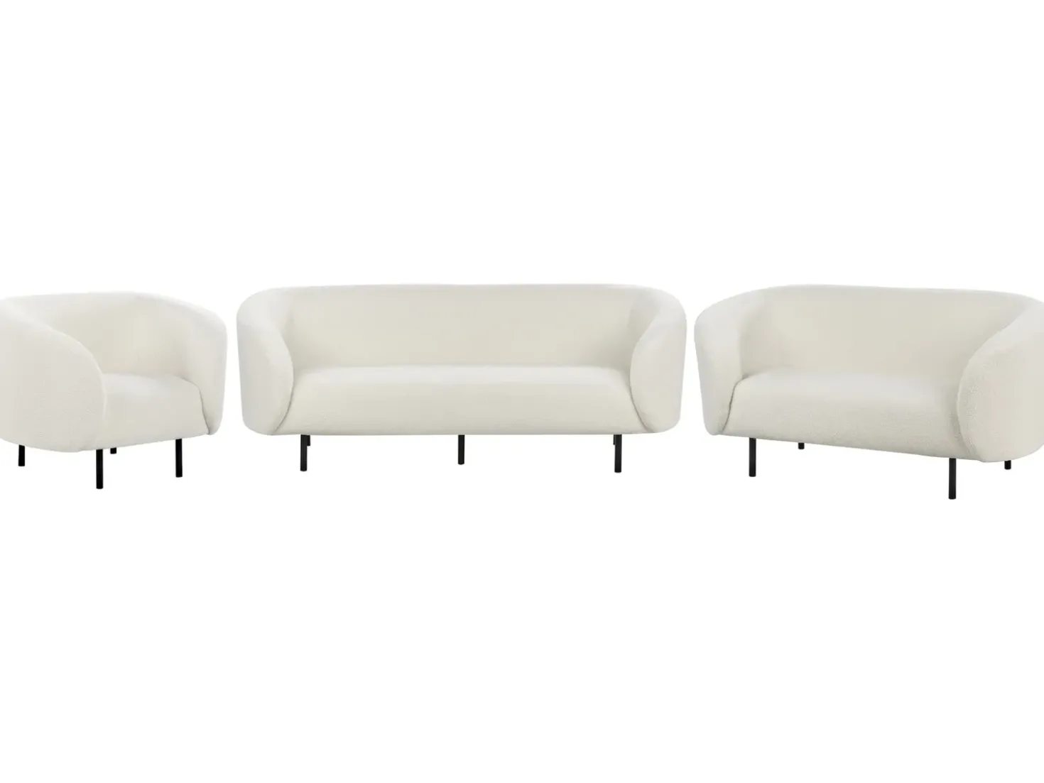 Set da salotto 6 posti LOEN Bouclé Bianco