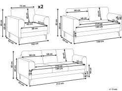 Set da salotto 7 posti LOUSTO Tessuto Beige chiaro